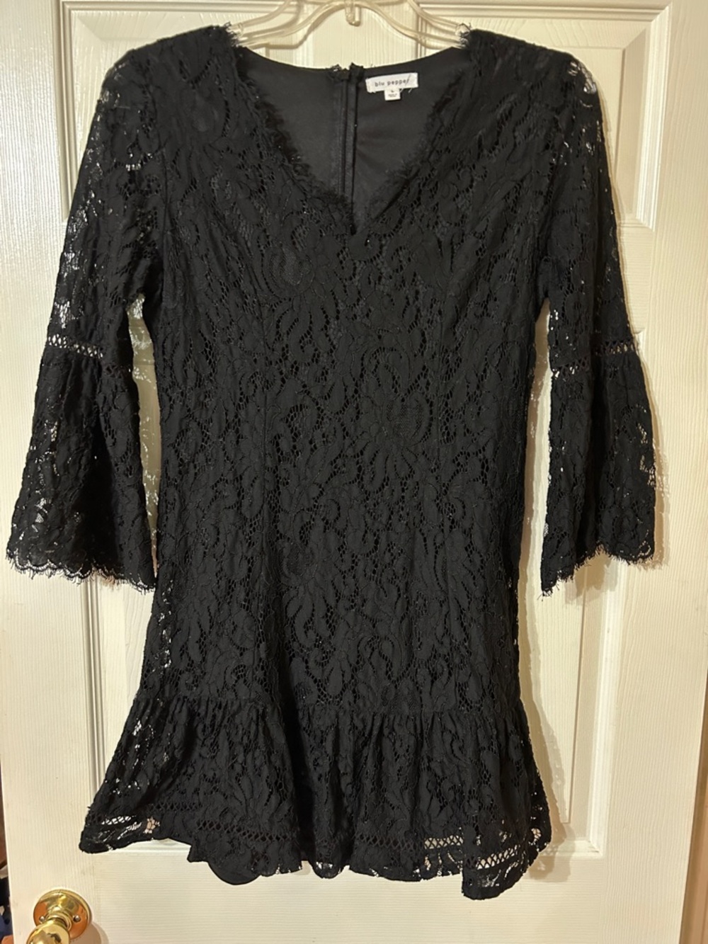Black Lace Bell Sleeve Dress